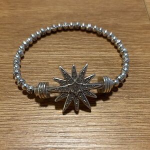 Vintage Silver Starburst Beaded Bracelet